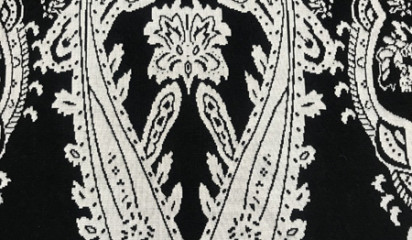 Трикотаж черный с белым орнаментом ТР-178
