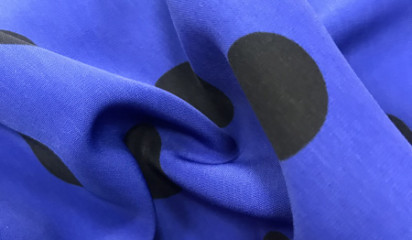 Плательная синяя в черный горох ХЛ-026