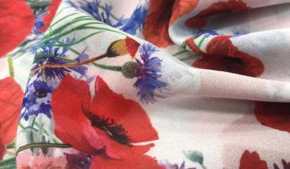 Шифон принтованный "Маки" Ш-058