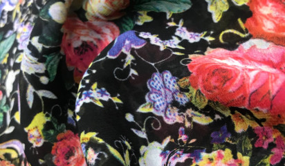 Шифон искусственный с цветочным принтом Ш-032/1