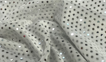 Бархат стрейч с напылением белый Б- 123