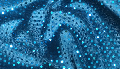 Бархат стрейч с напылением голубой Б- 123/1