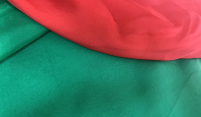 Шифон красно-зеленый переходной натуральный Ш-163/8