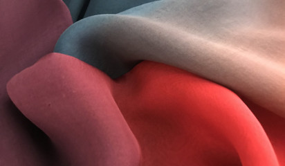 Шифон розово-бирюзовый переходной натуральный Ш-163/9