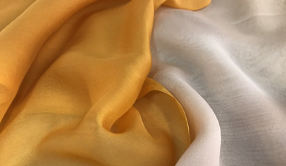 Шифон оранжево-бежевый переходной натуральный Ш-163/11