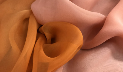 Шифон оранжево-розовый переходной натуральный Ш-163/13