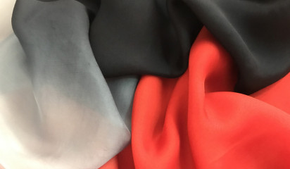 Шифон красно-черный переходной натуральный Ш-163/15