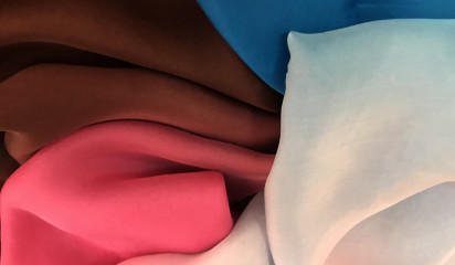 Шифон розово-синий переходной натуральный Ш-163/19