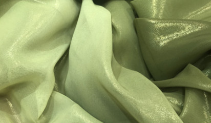 Шифон зеленый с напылением переходной Ш - 105