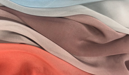 Шифон красно-серо-синий переходной  Ш-126