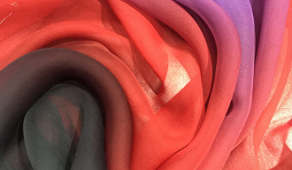 Шифон красно-черный переходной Ш - 121/12