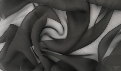 Шифон шелковый искусственный черный Ш-094/16