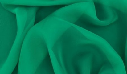 Шифон шелковый искусственный зеленый Ш-094/27