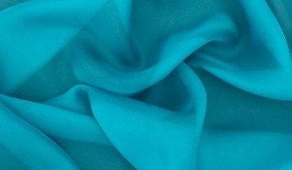 Шифон шелковый искусственный лазурный Ш-094/39