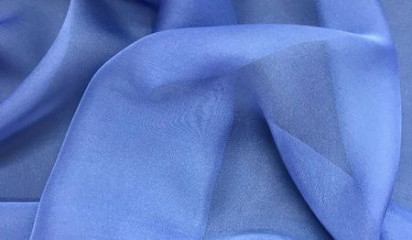 Шифон шелковый искусственный васильковый Ш-094/40