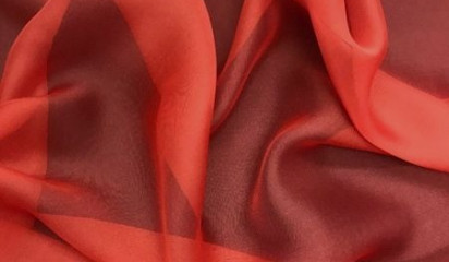 Шифон шелковый искусственный красный Ш-094/42