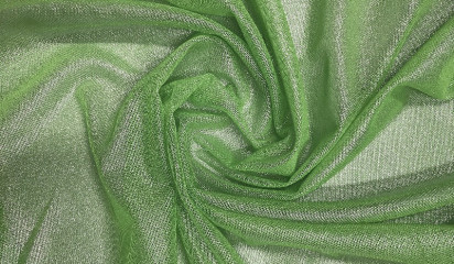 Сетка-стрейч салатовая с серебряным напылением С-003/1