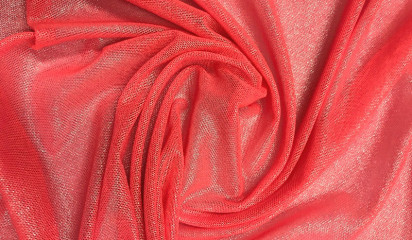 Сетка-стрейч коралловая с золотым напылением  С-003/4