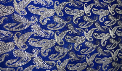 Парча синяя серебром ПР-024/12