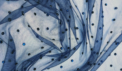 Сетка декоративная со стразами синяя С-9081634