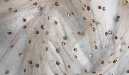 Сетка декоративная со стразами пыльно-розовая С-9081761