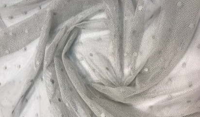 Сетка стрейч в горошек серая  С-374