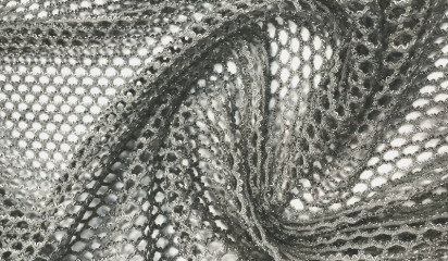 Сетка - стрейч декоративная с люрексом серая С-331