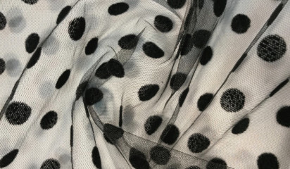 Фатин в горох черный  С-058/2