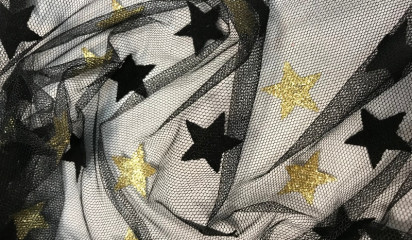 Сетка декоративная со звездами черная С-357