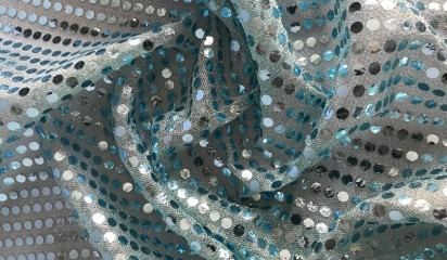 Сетка блесточная с пайетками голубая БЛ-001/4