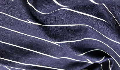 Лен синий в белую полоску  8017