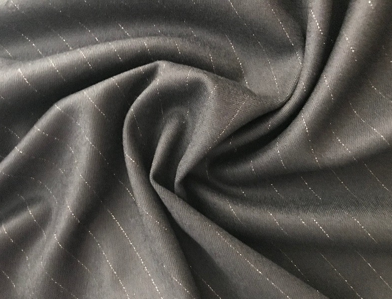 Костюмная ткань черная в полоску КМ - 14731