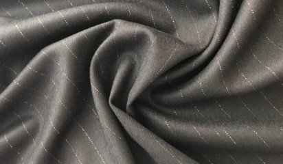 Костюмная ткань черная в полоску КМ - 14731