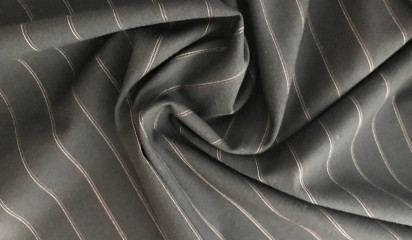 Костюмная ткань темно-синяя в полоску КМ - 13776