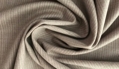 Костюмная ткань бежевая в полоску КМ - 13036