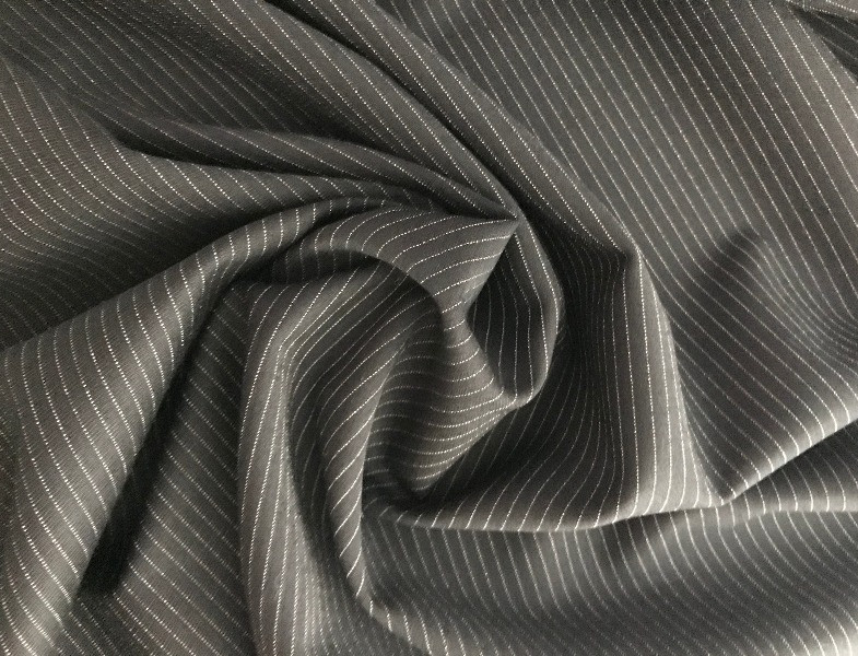 Костюмная ткань черная в полоску КМ - 1429