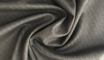 Костюмная ткань черная в полоску КМ - 14566