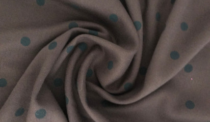 Костюмная ткань коричневая в черный горох КМ - 353
