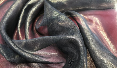 Шифон искусственный черный с золотым напылением Ш-013/2