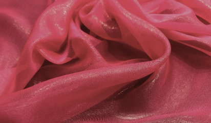 Шифон искусственный фуксия с золотым напылением Ш-013/14