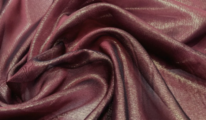 Шифон искусственный бордовый с золотым напылением Ш-013/19