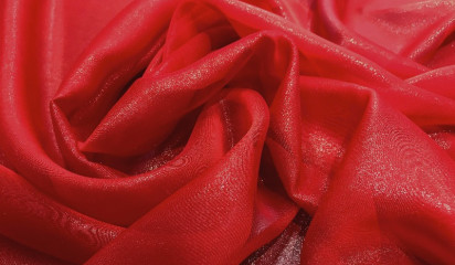 Шифон искусственный красный с золотым напылением Ш-013/21