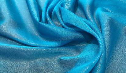 Шифон искусственный голубой с золотым напылением Ш-013/38