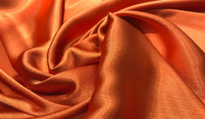 Креп-шифон искусственный оранжевый КШ-024/12