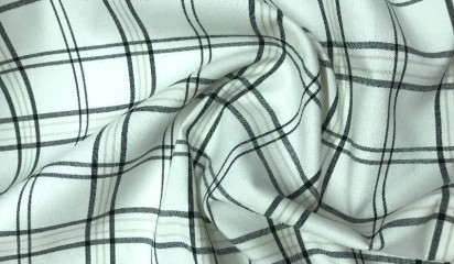 Костюмная ткань белая в клетку КМ - 3366