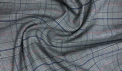 Костюмная ткань серая в клетку КМ - 3344