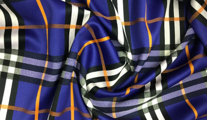 Костюмная ткань ярко-синяя в клетку КМ - 040