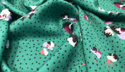 Плательная зеленая с мелким принтом ПЛ-038/1