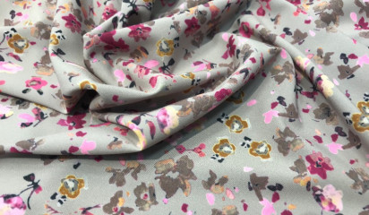 Плательная серая с мелким цветочным принтом ПЛ-042/3