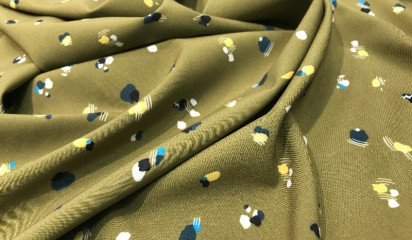 Плательная горчичная с мелким принтом ПЛ-042/2